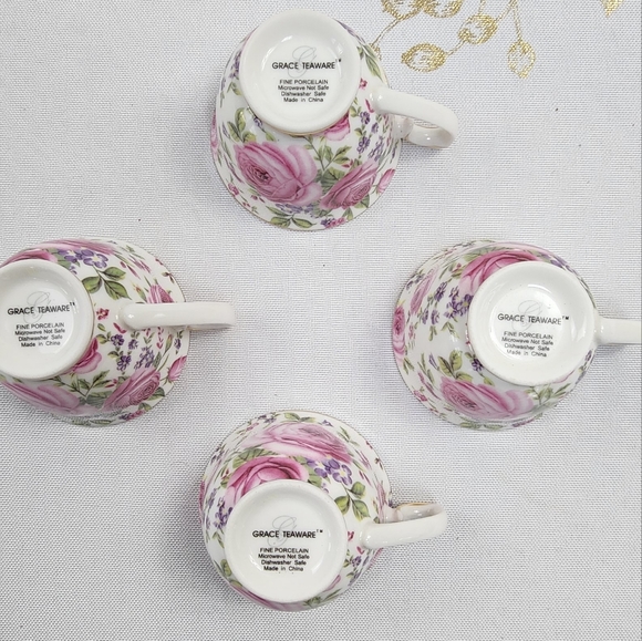 Kitchen Vintage Grace China Teaware Porcelain Rose Chintz Tea Cup And